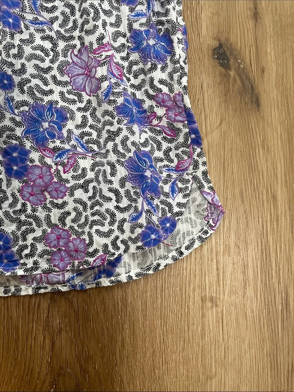 LOFT Floral Puff Sleeve Top in Purple, Blue & White